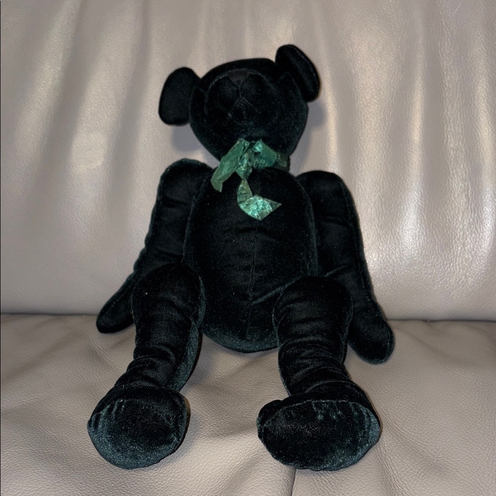 Gund Dubearry Vintage Plush Teddy Bear Green Satin Bow Collectible